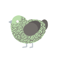 Peppermint, a gluppy and grey chicken with a double-lace pattern