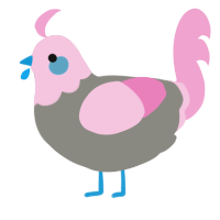 A ash and pink chicken with a head pattern
