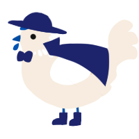 A cream chicken with a neck-speckle pattern