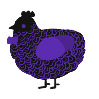 A black and overcast chicken with a double-lace pattern
