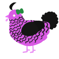 A orchid and black chicken with a lace pattern