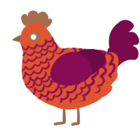 A vermilion and wine chicken with a lace pattern