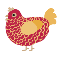A crimson and honey chicken with a lace pattern