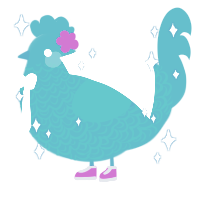 A cerulean chicken with a double-lace pattern