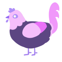 Émonder, a overcast and lavender chicken with a head pattern