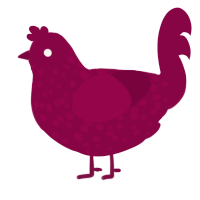 A maroon chicken with a speckle pattern