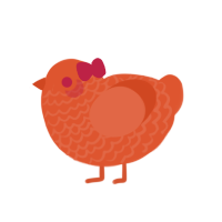 A vermilion chicken with a lace pattern