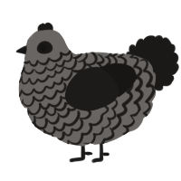 A grey and sable chicken with a lace pattern