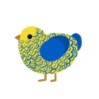 (unnamed), a yellow and ultramarine chicken with a double-lace pattern