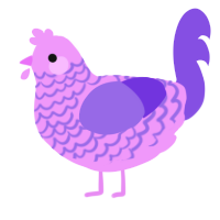 A lavender and blurple chicken with a lace pattern