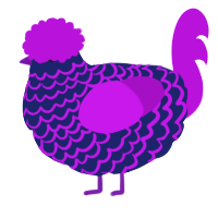 A navy and amethyst chicken with a lace pattern