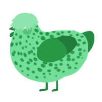 A spring and viridian chicken with a speckle pattern