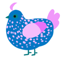 A sapphire and lavender chicken with a speckle pattern