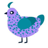 A lilac and sea chicken with a speckle pattern