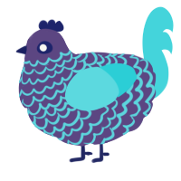 A overcast and aqua chicken with a lace pattern