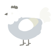 A mist and white chicken with a head pattern