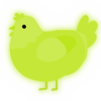 A lime chicken with a head pattern