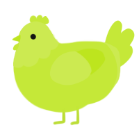 A lime chicken with a head pattern