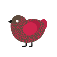 turd feather, a bark and crimson chicken with a double-lace pattern