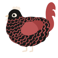 A sable and red chicken with a lace pattern