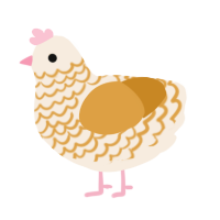 A cream and orange chicken with a lace pattern