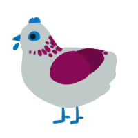 A silver and wine chicken with a neck-speckle pattern