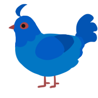 A sapphire and ultramarine chicken with a head pattern