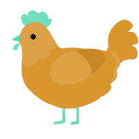 A orange chicken with a head pattern