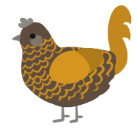 A bark and ochre chicken with a lace pattern