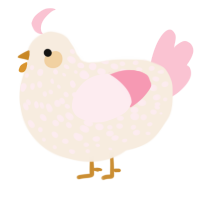 A cream and rose chicken with a speckle pattern
