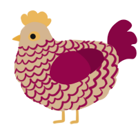 A beige and maroon chicken with a lace pattern