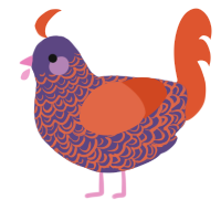 A overcast and vermilion chicken with a double-lace pattern