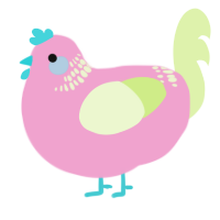 A pink and apple chicken with a neck-band pattern