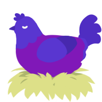 A violet and indigo chicken with a head pattern