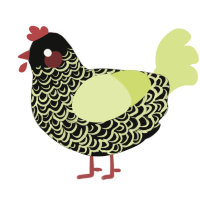 A black and lemon chicken with a double-lace pattern