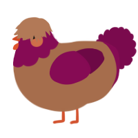 A brown and wine chicken with a head pattern