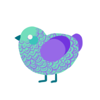 小河, a mint and blurple chicken with a double-lace pattern