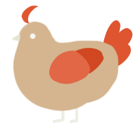 A beige and vermilion chicken