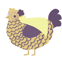 A beige and overcast chicken with a lace pattern
