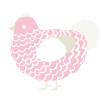 A rose and white chicken with a lace pattern