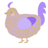 A beige and lilac chicken with a lace pattern