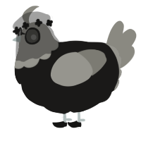 A sable and ash chicken with a head pattern