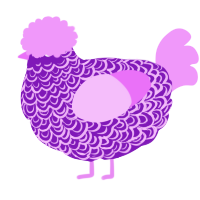 A violet and lavender chicken with a double-lace pattern