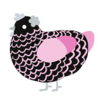 A black and pink chicken with a lace pattern