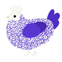 A white and indigo chicken with a double-lace pattern