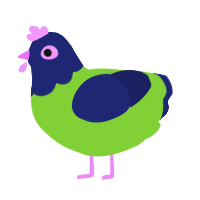 A grass and navy chicken with a head pattern