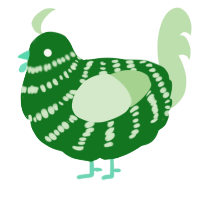 A leaf and gluppy chicken with a bar pattern