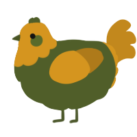 A olive and ochre chicken with a head pattern