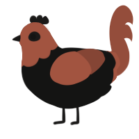 A black and russet chicken with a head pattern