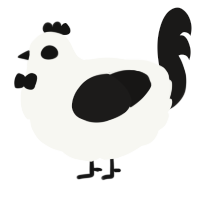 A white and sable chicken